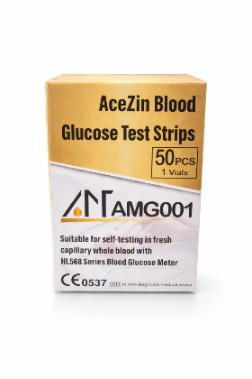 AceZin Blood Glucose Test Strips – 50 Pcs (Model: AMG001)